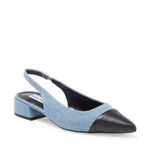 Revolve Steve Madden Coralyn Denim Jean Slingback Pointed Toe Flat NWOT